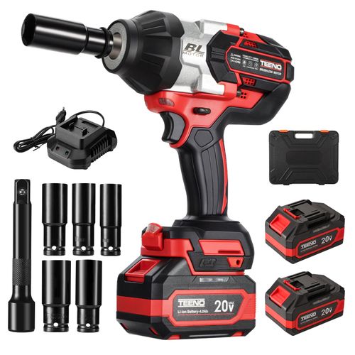 Clé à Chocs Sans Balais 1/2" 1300 Nm, 2 X 4.0 Ah Batteries, Avec 5 Douilles (17/19/21/22/24 Mm)