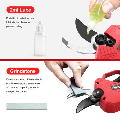 Sécateur Électrique Rechargeable Sans Balais, 2 Batteries 2000mah, Lames De Rechange X 2