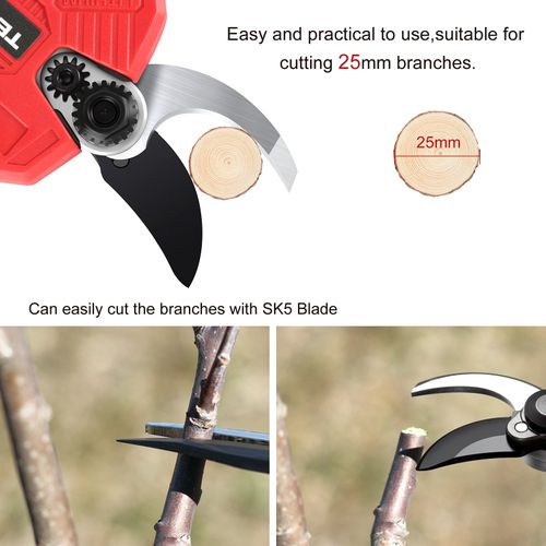 Sécateur Électrique Rechargeable Sans Balais, 2 Batteries 2000mah, Lames De Rechange X 2