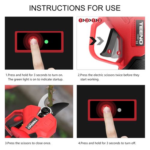 Sécateur Électrique Rechargeable Sans Balais, 2 Batteries 2000mah, Lames De Rechange X 2