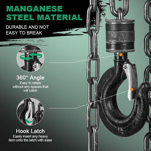 Palan Manuel à Chaîne Avec Crochet Pour Charges Lourdes, 1 Tonne, Hauteur De Levage 6,0 M, Chaîne À