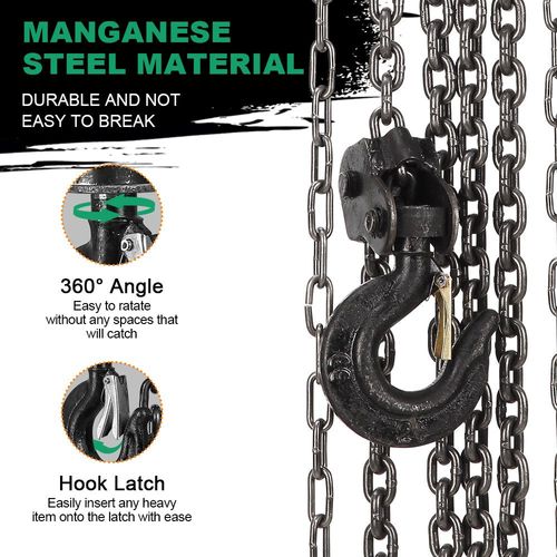 Palan Manuel à Chaîne Avec Crochet Pour Charges Lourdes, 2 Tonne, Hauteur De Levage 6,0 M, Chaîne À