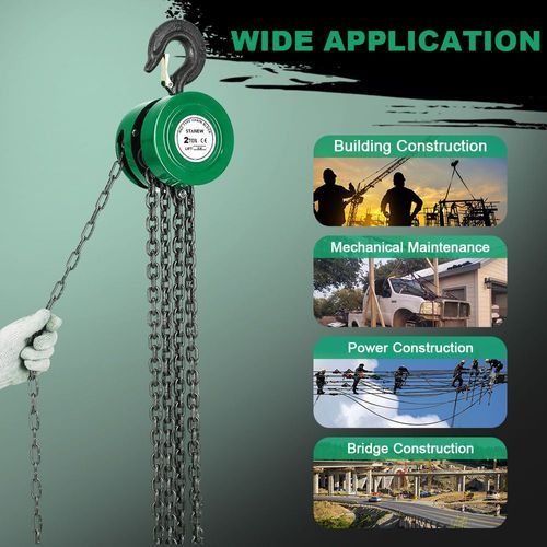 Palan Manuel à Chaîne Avec Crochet Pour Charges Lourdes, 2 Tonne, Hauteur De Levage 6,0 M, Chaîne À