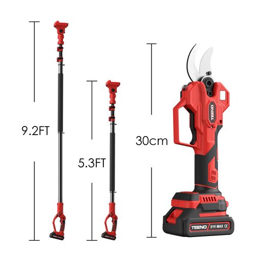 Sécateur Sans Fil Avec Perche Télescopique De 2 Mètres, Diamètre 15-40mm, 2 * Batteries 2.0ah