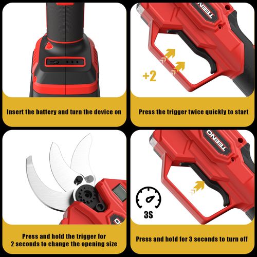 Sécateur Sans Fil Avec Perche Télescopique De 2 Mètres, Diamètre 15-40mm, 2 * Batteries 2.0ah