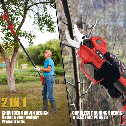 Sécateur Sans Fil Avec Perche Télescopique De 2 Mètres, Diamètre 15-40mm, 2 * Batteries 2.0ah