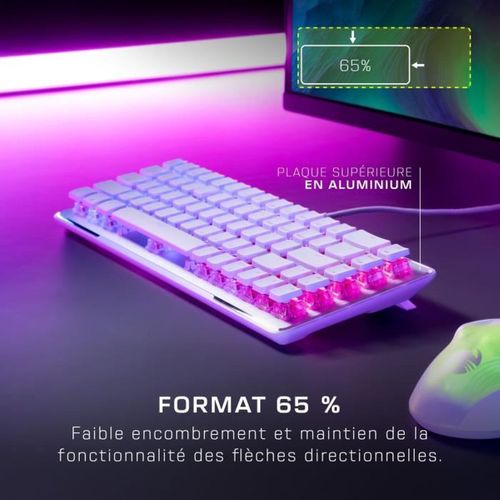 Clavier Filaire - Optique Et Mécanique - Roccat - Vulcan Ii Max - Azerty - Rétro-éclairage - Blanc