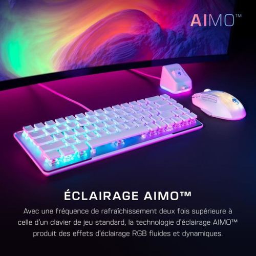 Clavier Filaire - Optique Et Mécanique - Roccat - Vulcan Ii Max - Azerty - Rétro-éclairage - Blanc