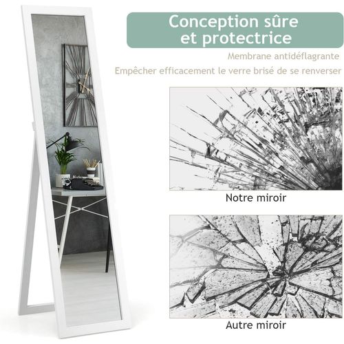 Miroir Pleine Longueur Sur Pied, Grand Miroir Avec Cadre En Mdf 155 Cm X 37 Cm