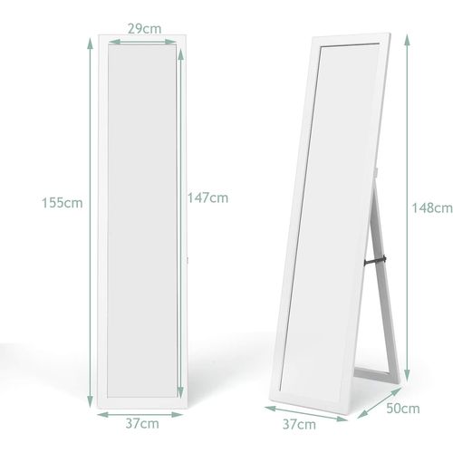 Miroir Pleine Longueur Sur Pied, Grand Miroir Avec Cadre En Mdf 155 Cm X 37 Cm