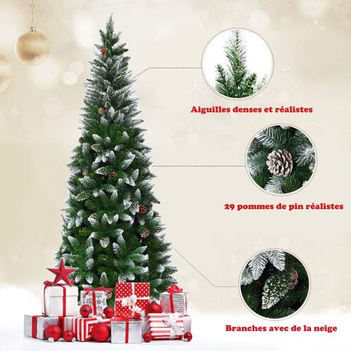 Arbre De Noël Artificiel 180 Cm Aiguilles En Pvc Avec Neige,630 Branches Support Métallique Pour Mai