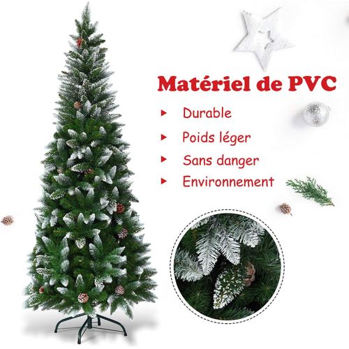 Arbre De Noël Artificiel 180 Cm Aiguilles En Pvc Avec Neige,630 Branches Support Métallique Pour Mai