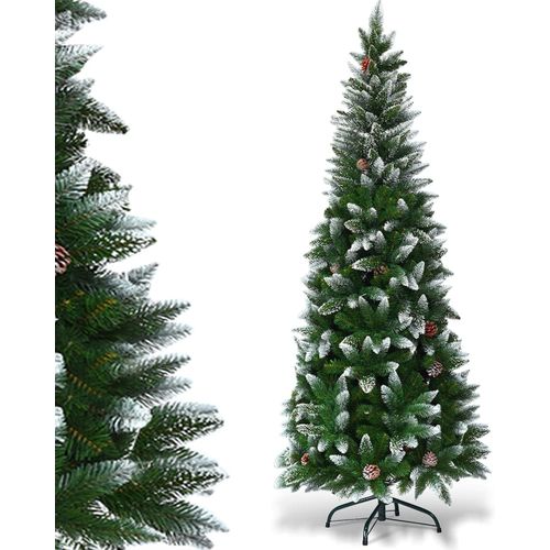 Arbre De Noël Artificiel 180 Cm Aiguilles En Pvc Avec Neige,630 Branches Support Métallique Pour Mai