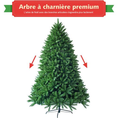 Sapin De Noël Artificiel 180 Cm, 1250 Branches, Matériel Pvc Arbre De Noël Avec Socle En Métal