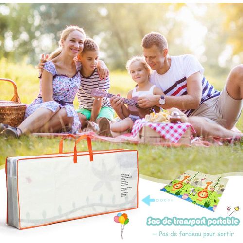 Tapis De Jeu Pour Bébé Pliable 200x180x1,4cm Avec Image Licorne Et Poney En Mousse