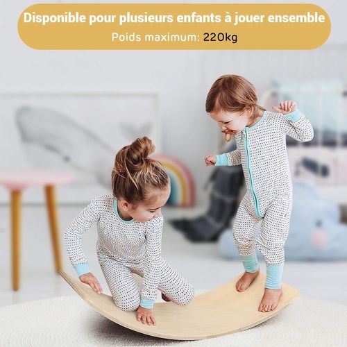 Balance Board Fitness En Bois Incurvée Avec Feutre Charge 220kg Pour Yoga,sport 90 X 30 X 19cm