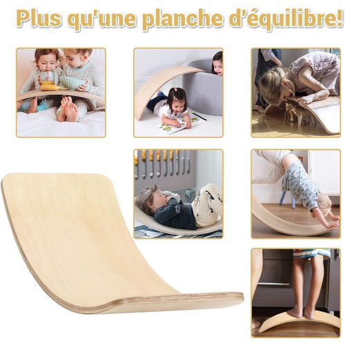 Balance Board Fitness En Bois Incurvée Avec Feutre Charge 220kg Pour Yoga,sport 90 X 30 X 19cm