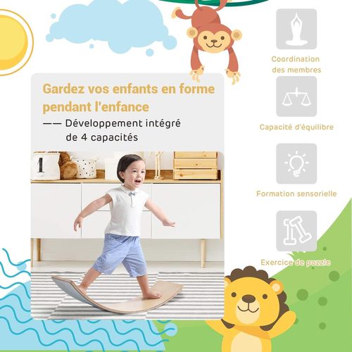 Balance Board Fitness En Bois Incurvée Avec Feutre Charge 220kg Pour Yoga,sport 90 X 30 X 19cm