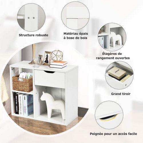 Table D'appoint à 3 Niveaux, Bout De Canapé Avec Etagère De Rangement