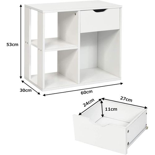 Table D'appoint à 3 Niveaux, Bout De Canapé Avec Etagère De Rangement