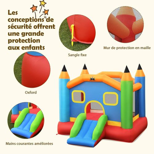 Aire De Jeux Gonflable Avec Souffleur 480w Pour Enfant Toboggan Kit De Réparation Piquet Charge 90kg