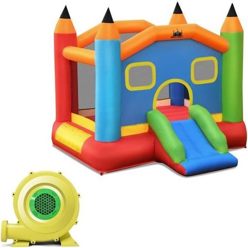 Aire De Jeux Gonflable Avec Souffleur 480w Pour Enfant Toboggan Kit De Réparation Piquet Charge 90kg