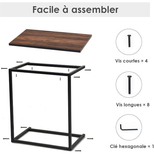 Table D'appoint/bout De Canapé De Salon En Forme U-bois Mdf Et Métal De Style Industriel