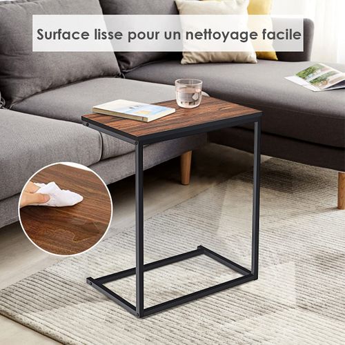 Table D'appoint/bout De Canapé De Salon En Forme U-bois Mdf Et Métal De Style Industriel