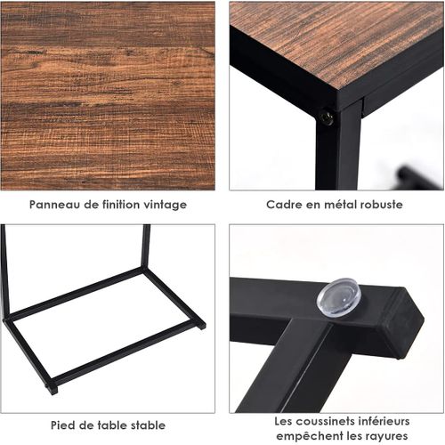 Table D'appoint/bout De Canapé De Salon En Forme U-bois Mdf Et Métal De Style Industriel