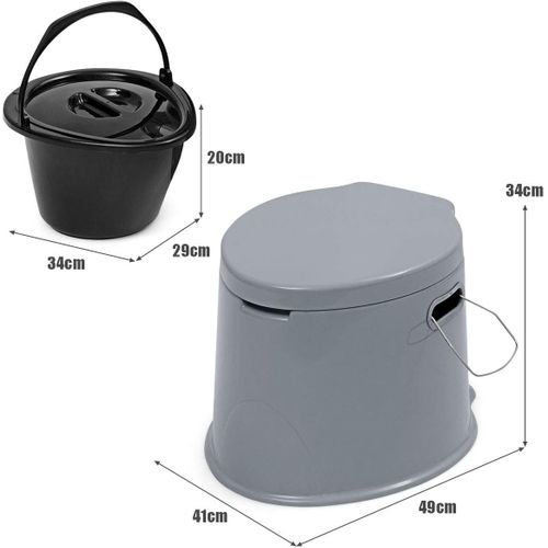 Toilette Sèche Portable Extérieure 5l Avec Seau Intérieur Et Porte-papier Amovible, Charge 200 Kg
