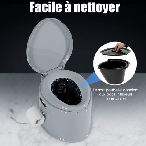 Toilette Sèche Portable Extérieure 5l Avec Seau Intérieur Et Porte-papier Amovible, Charge 200 Kg
