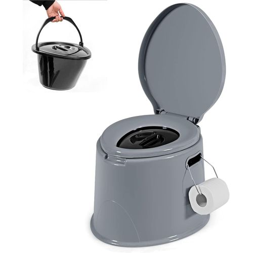 Toilette Sèche Portable Extérieure 5l Avec Seau Intérieur Et Porte-papier Amovible, Charge 200 Kg