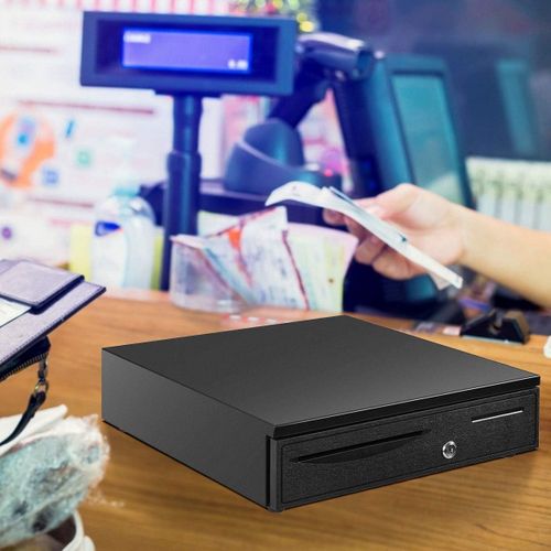 Tiroir-caisse En Métal 5 Compartiments à Monnaie 5 Compartiments à Billets 40,5 X 42 X 9cm Noir