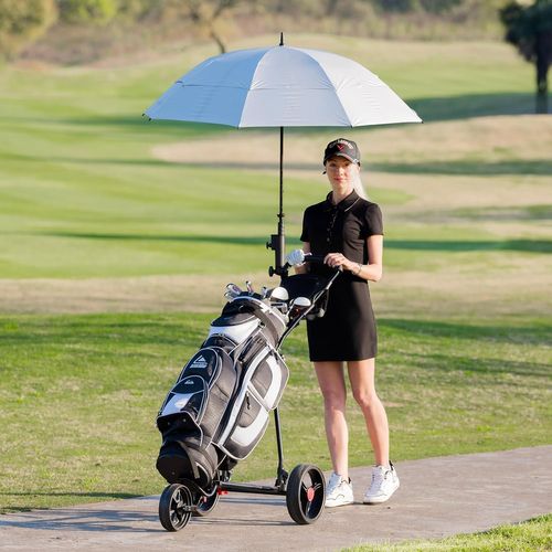 Chariot De Golf à 3 Roues Pliable Avec Poignée Réglable Porte-parapluie Et Porte-tee