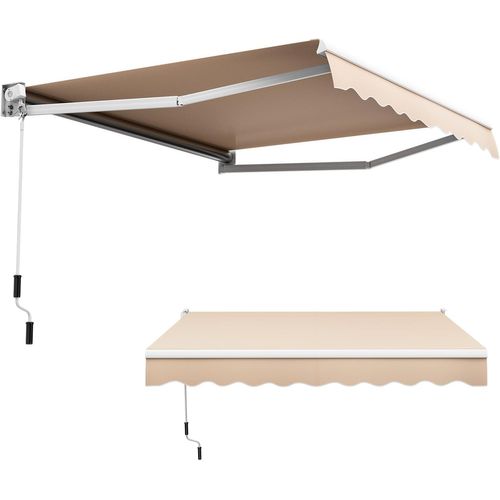 Store Banne Auvent Rétractable Manuel 295x250cm Ajustable 40°-100°pour Fenêtre Balcon Jardin Beige