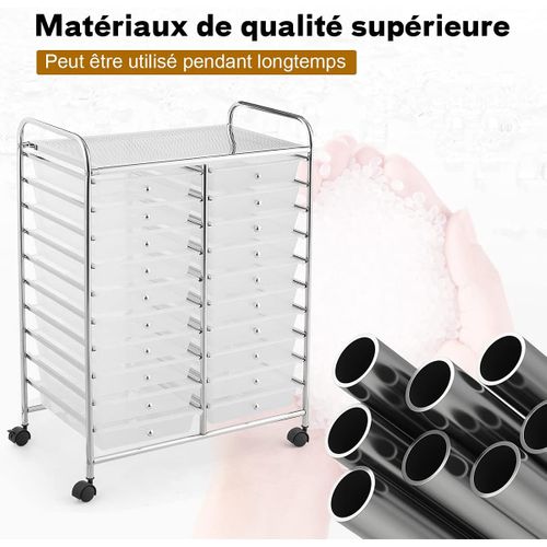 Tour De Rangement Sur Roulettes Avec 20 Tiroirs 64 X 39 X 88 Cm Chariot De Rangement
