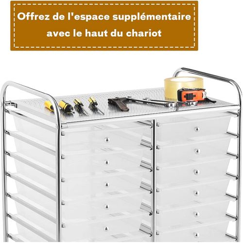 Tour De Rangement Sur Roulettes Avec 20 Tiroirs 64 X 39 X 88 Cm Chariot De Rangement