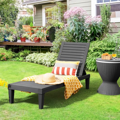 Bain De Soleil Inclinable Chaise Longue Dossier Réglable Sur 5 Positions Charge 180kg Noir
