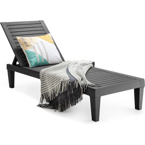 Bain De Soleil Inclinable Chaise Longue Dossier Réglable Sur 5 Positions Charge 180kg Noir