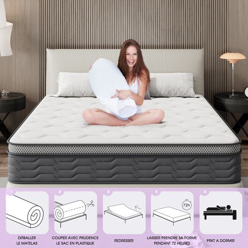 Matelas Ressorts 120x190 Cm, Confort, 7 Zones - 25 Cm D'épaisseur
