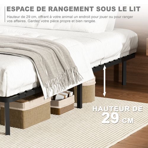 Ensemble Matelas à Ressorts 140x190 Cm Epaisseur 30cm + sommier à Lattes Sur Pieds