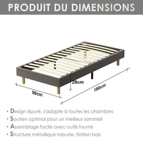 Sommier Tapissier 90x190cm , 14 Lattes