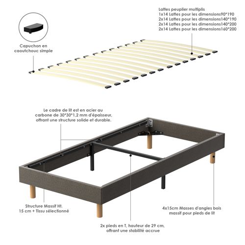 Sommier Tapissier 90x190cm , 14 Lattes