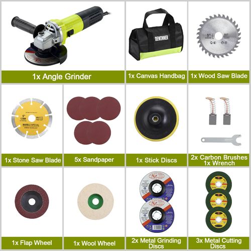 Meuleuse D'angle 125mm 1000w 2000-12000 Trs/min Avec 20 Accessoires, Meuleuses D'angle Avec Sac À