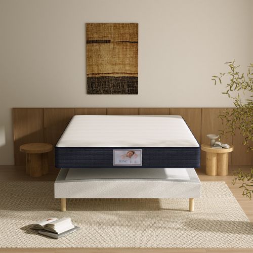 Ensemble Matelas à Ressorts 140x190 cm Epaisseur 22 cm + Sommier Tapissier Déco