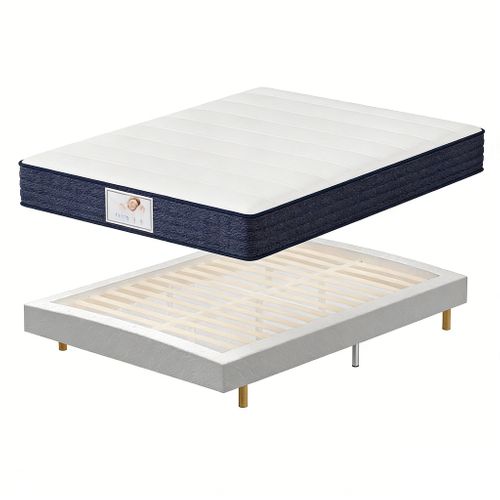 Ensemble Matelas à Ressorts 140x190 cm Epaisseur 22 cm + Sommier Tapissier Déco
