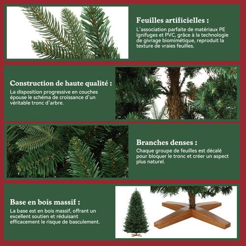 Sapin De Noël Artificiel Extra Dense,180 Cm,573 Branches,support Bois