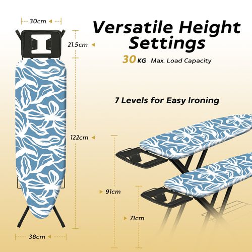 Table à Repasser Pliable 122 X 38 Cm, Système Anti-fermeture Et Hauteur Réglable, Pour Centrale
