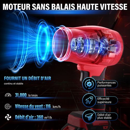 Souffleur De Feuilles Sans Fil Teeno - 21 V - Avec 2 Batteries De 6,0 Ah