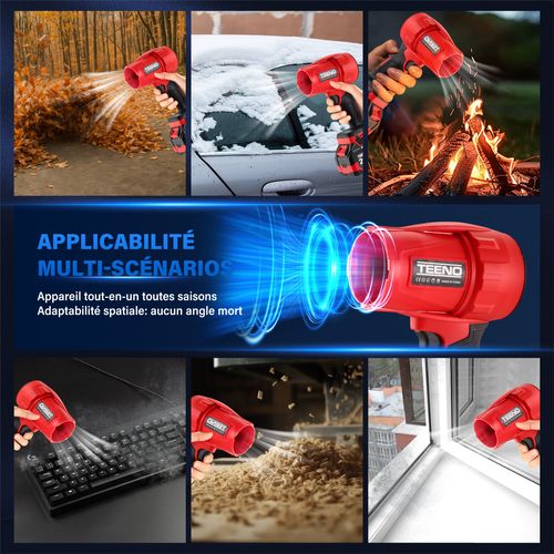 Ouffleur à Feuilles Sans Fil Teeno - 21 V - Avec 2 Batteries De 6,0 Ah - Vitesse Du Vent Jusqu'à